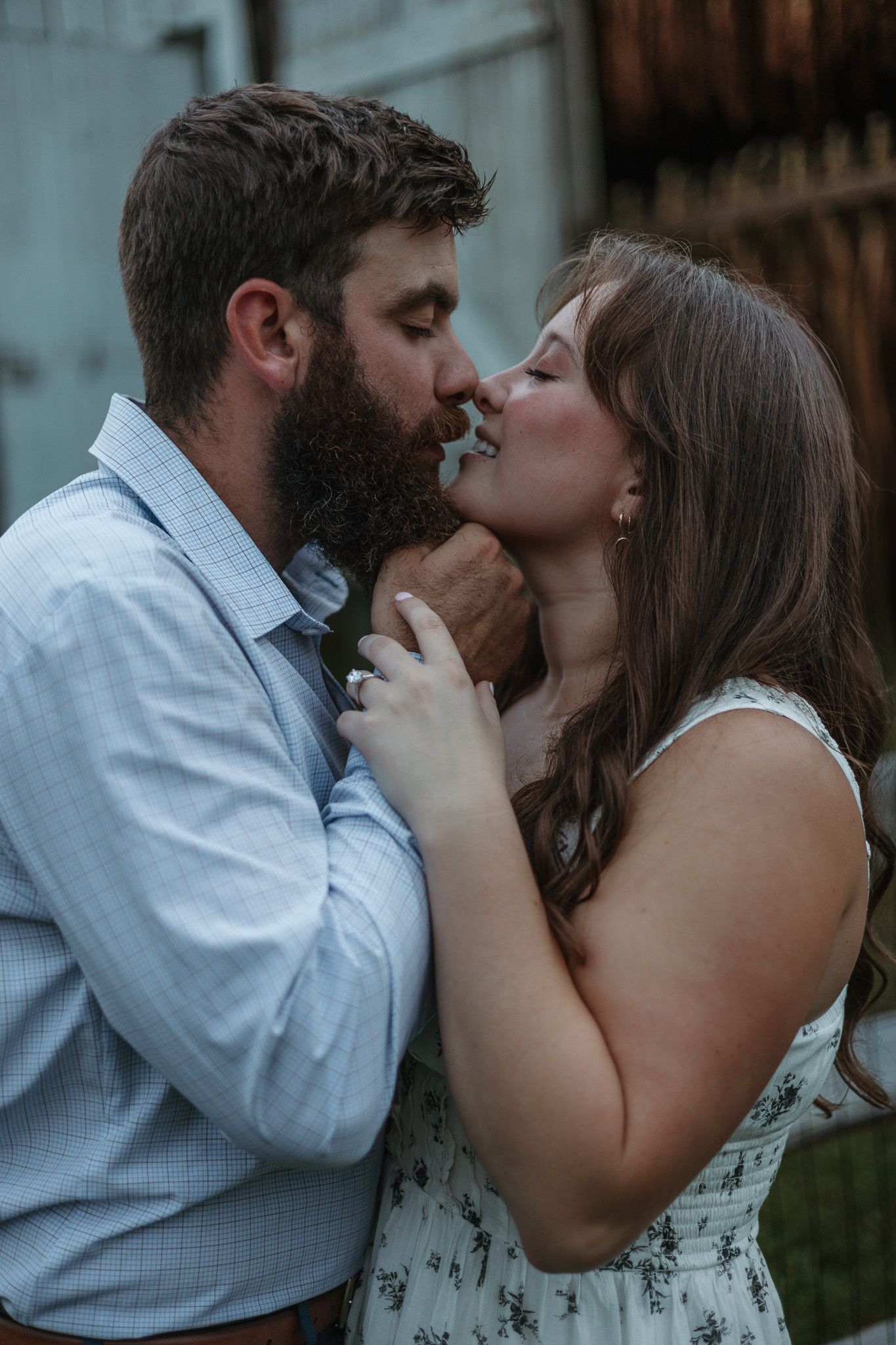 surprise proposal, engaged couple kissing, Manchester, Connecticut, ct