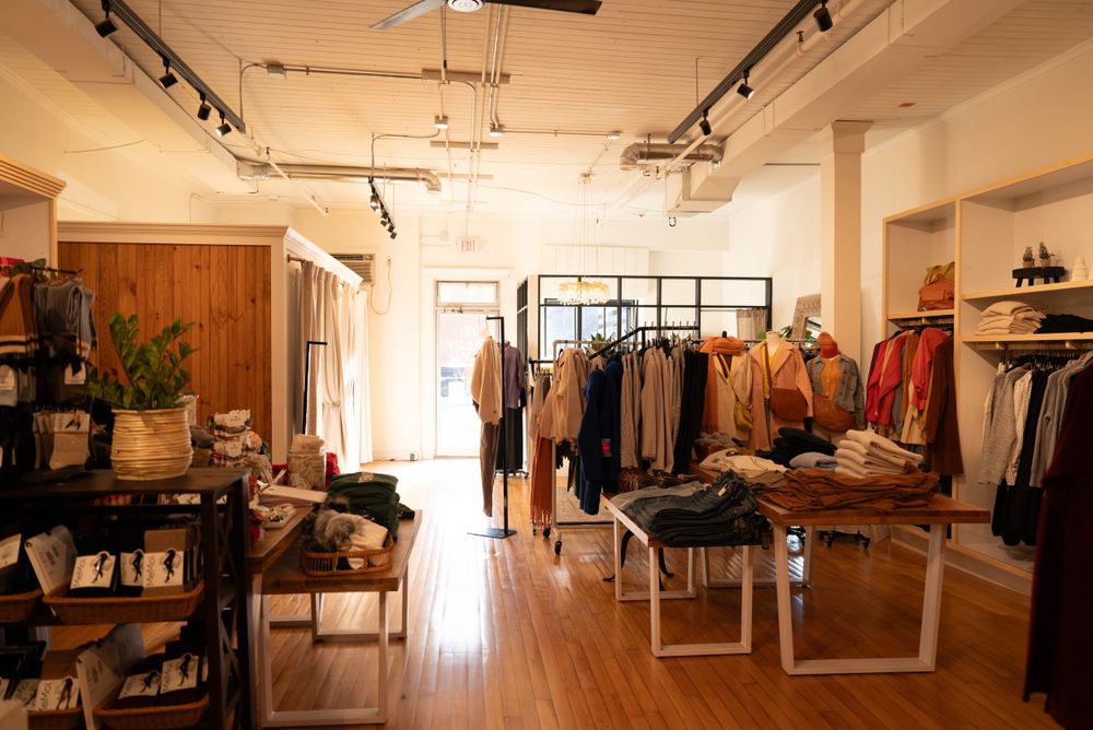 commercial photo for a boutique of morning sun in the shop