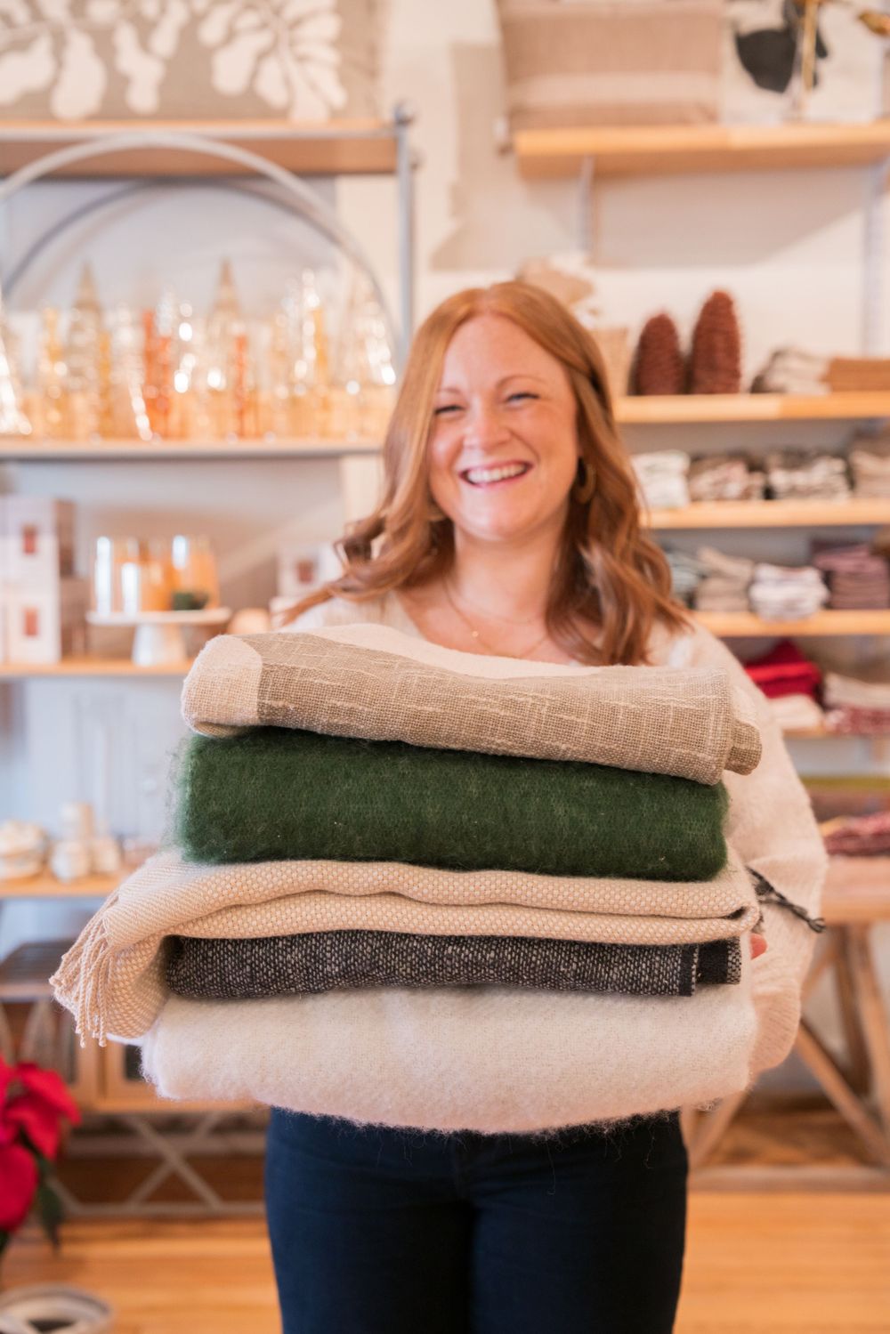 commercial photo for a boutique of blankets