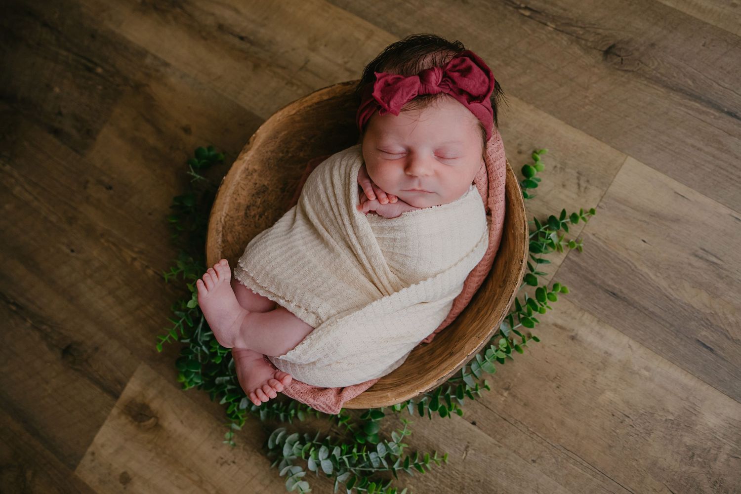 newborn, posed, studio, bucket, baby girl, West Michigan