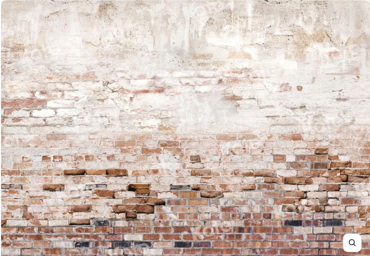 Weathered brick wall with peeling white paint showing vintage patina texture.