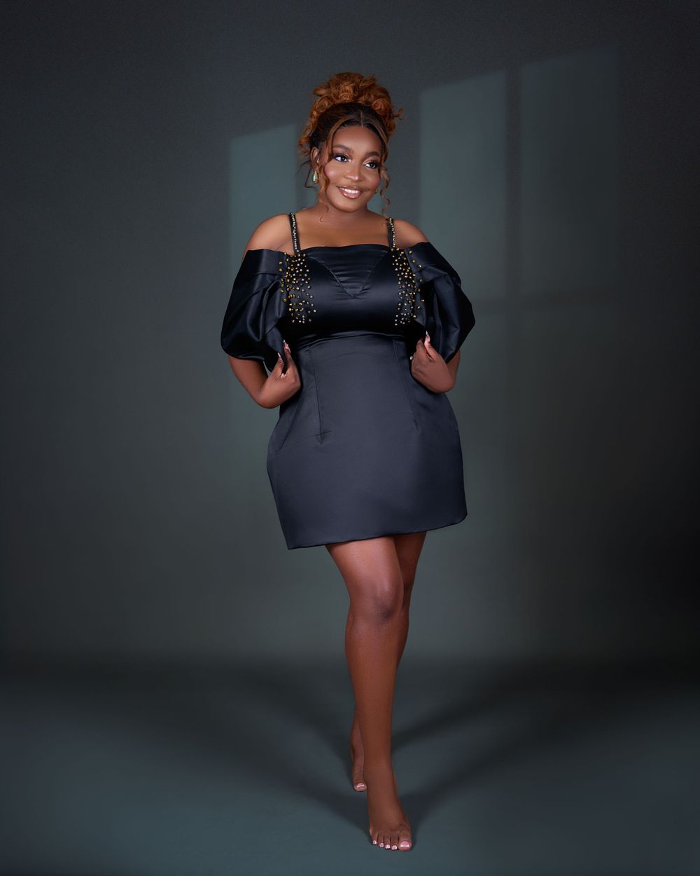 lady in a black dress