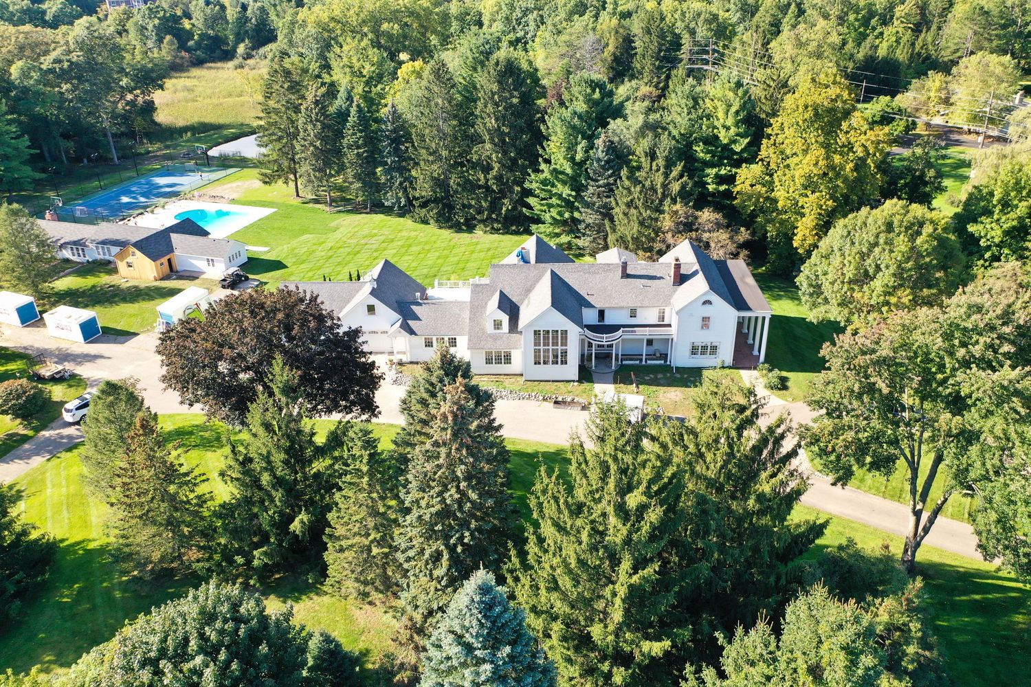 Drone photo of mansion in Michigan