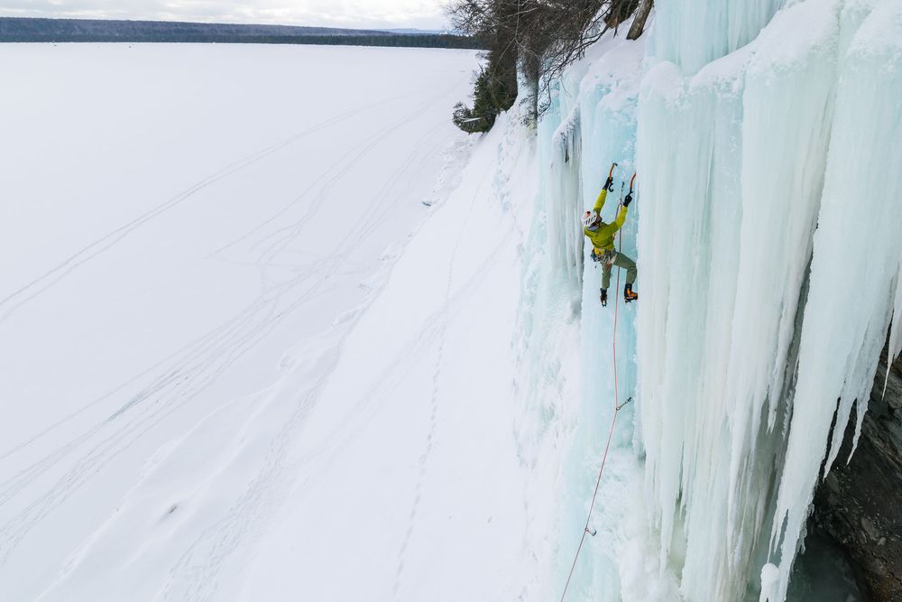 Ice climbing photography at Michigan Ice Fest, USA. Winter and ice climbing photography and film by Jan Virt.