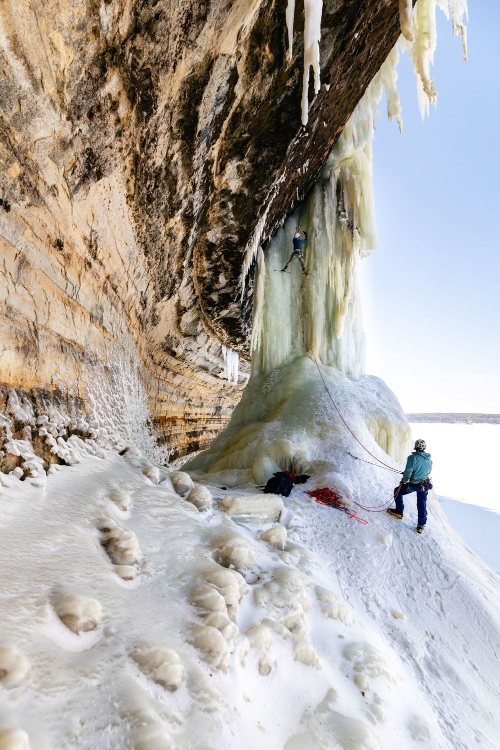 Ice climbing photography at Michigan Ice Fest, USA. Winter and ice climbing photography and film by Jan Virt.