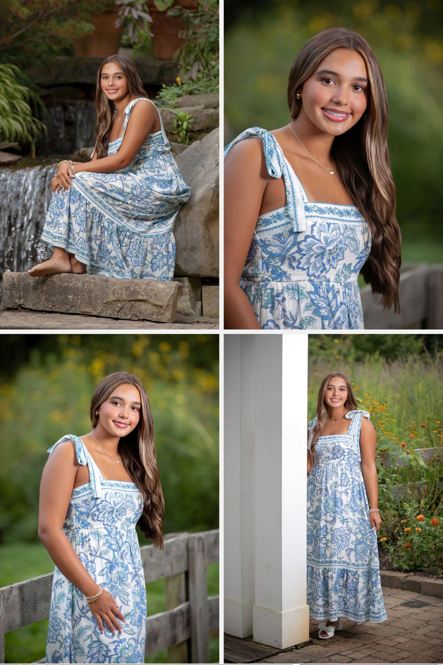 Bishop Watterson senior pictures at Inniswoods.  Senior pictures in the park.  Floral senior pictures. Boho senior pictures.