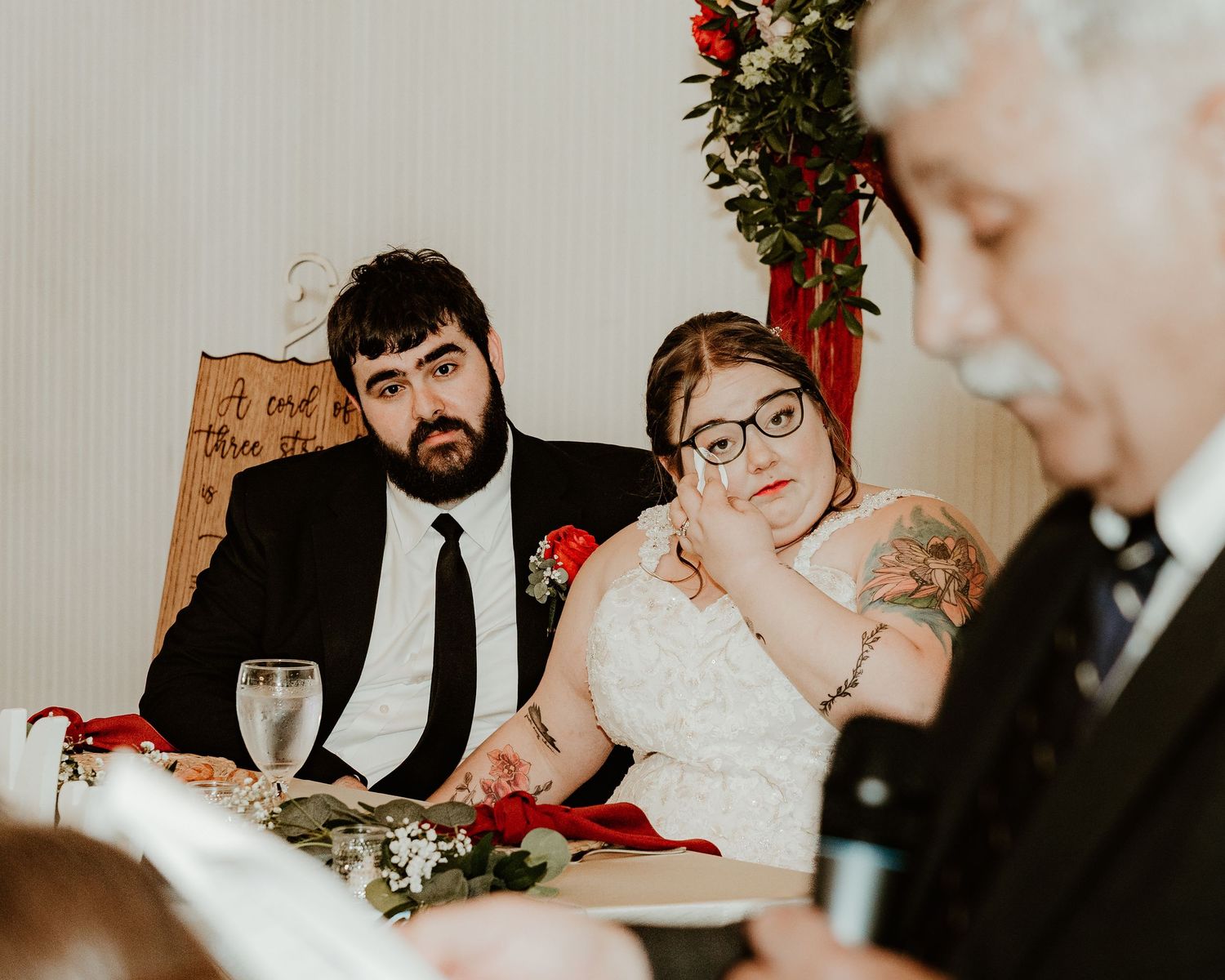 A collection of intimate wedding moments captured in warm tones showing couples celebrating at a romantic reception. dad speech at wedding.