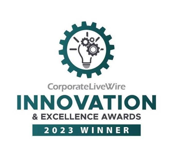 Corporate LiveWire 2023 Innovation & Excellence Awards winner logo in teal and white.