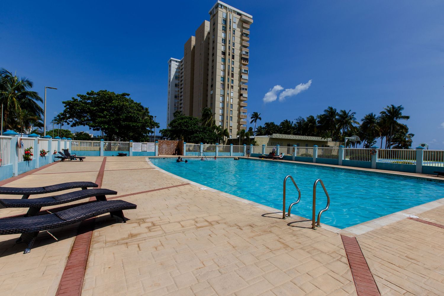 Real estate photography. Pool. Short-term rental in Playa Azul Tower 1 in Luquillo, Puerto Rico.