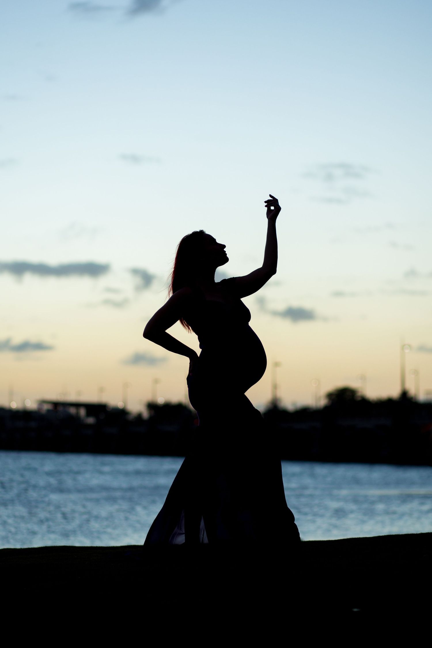 Maternity portrait. Silhouette. Condado Lagoon. San Juan, Puerto Rico.