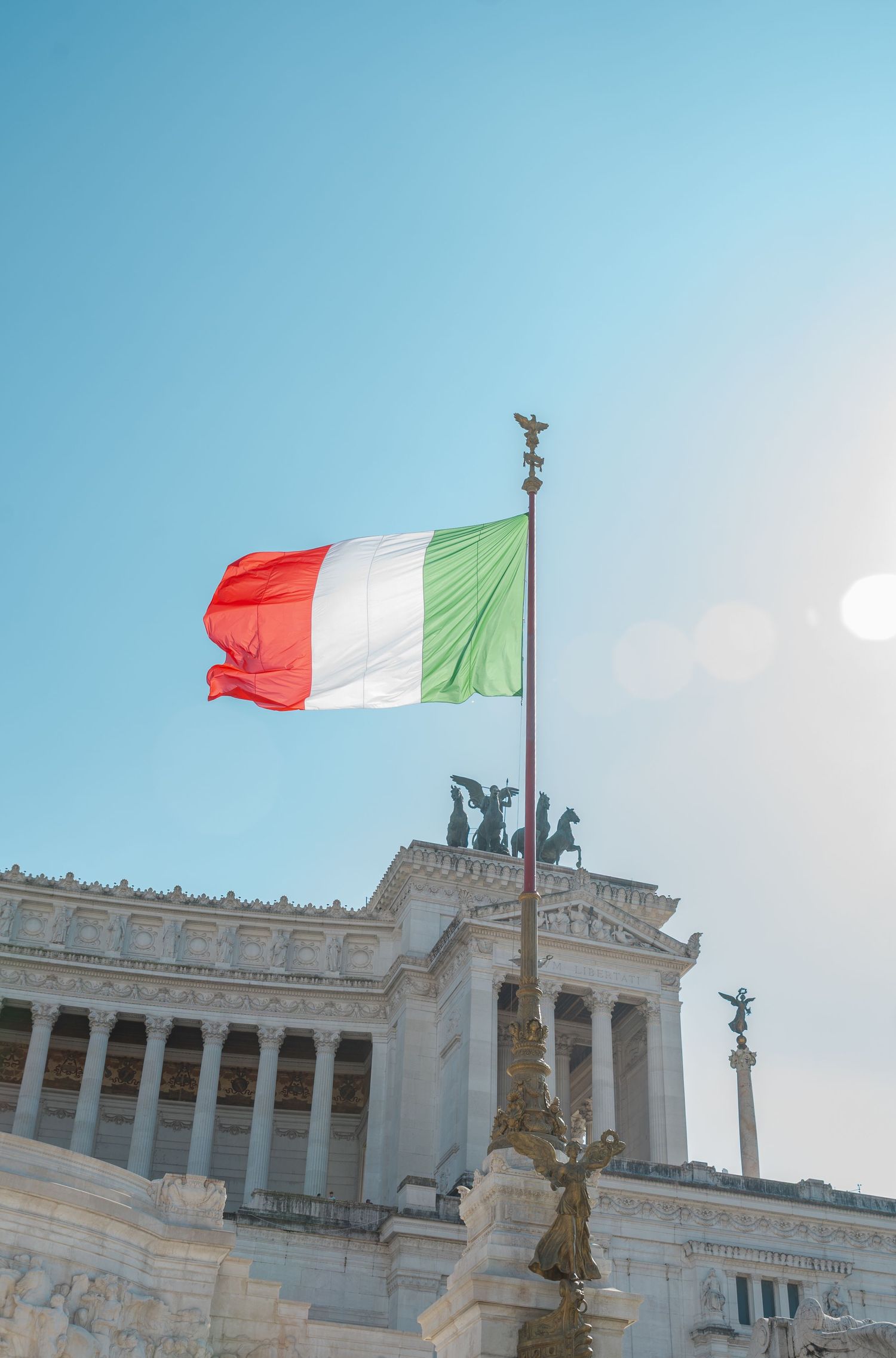 Italy's flag blowing in the wind