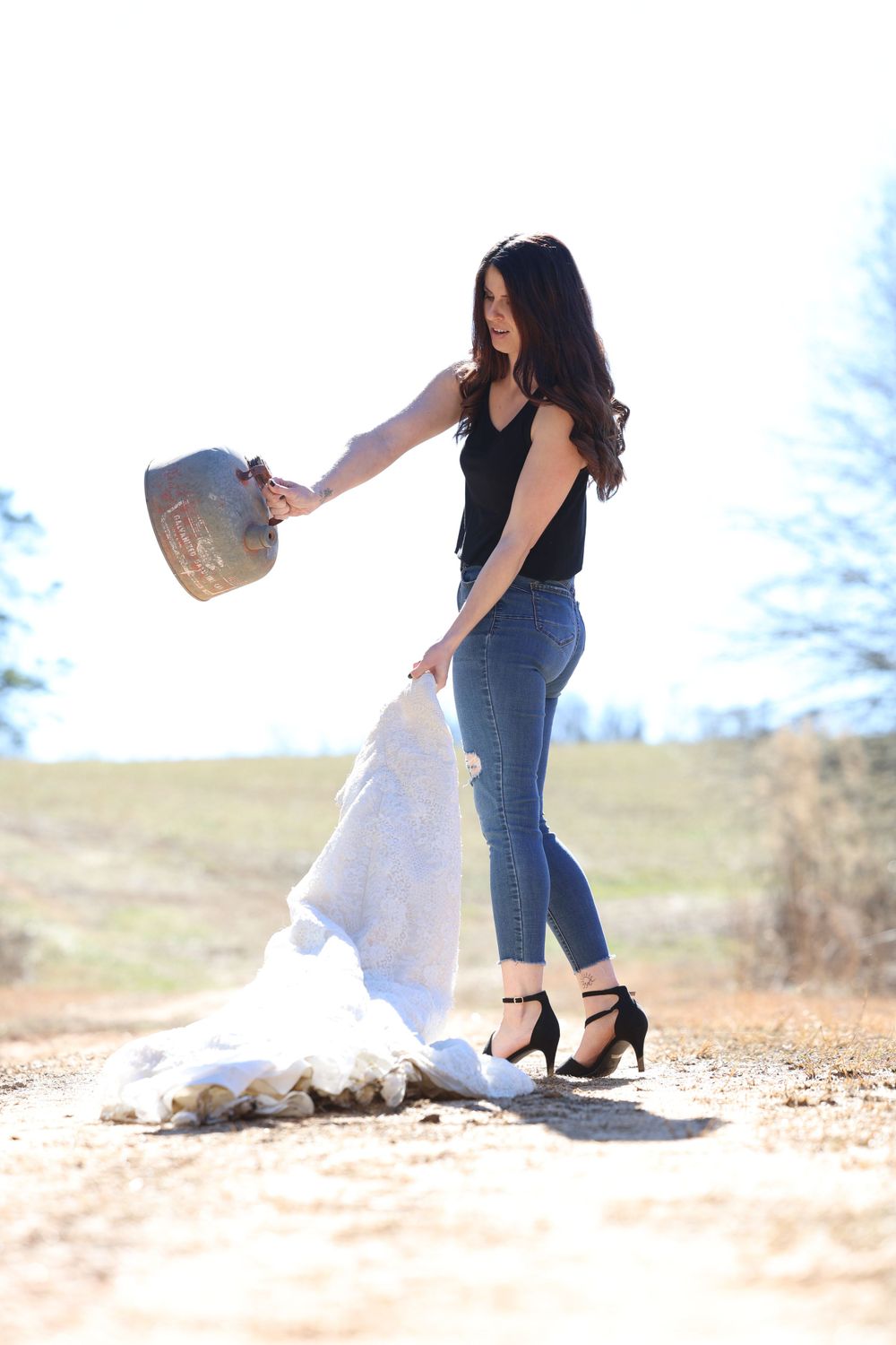 Trash and burn the wedding dress for a my divorce is final photoshoot. Getting closure to move on.