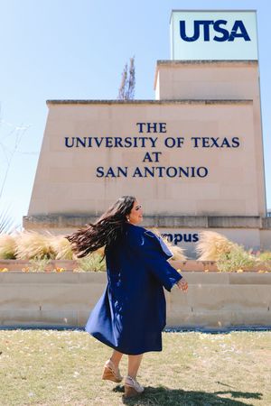Graduation portrait with cap and gown