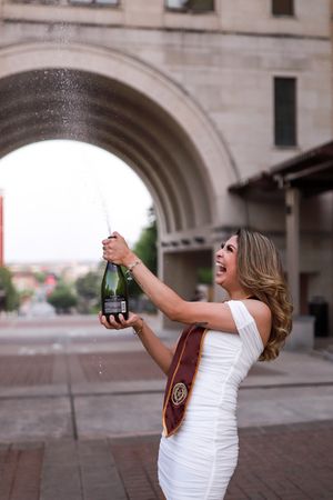 Graduation portrait with cap and gown