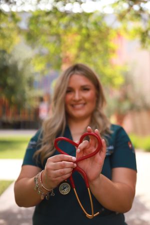 Graduation portrait with cap and gown