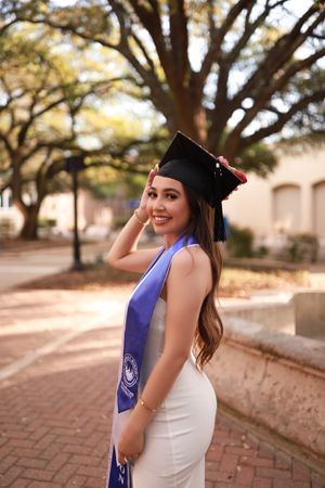 Graduation portrait with cap and gown