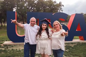 Graduation portrait with cap and gown