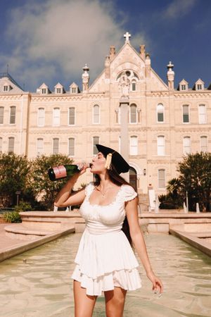 Graduation portrait with cap and gown