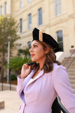Graduation portrait with cap and gown