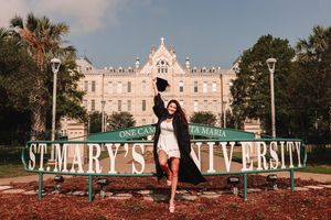 Graduation portrait with cap and gown