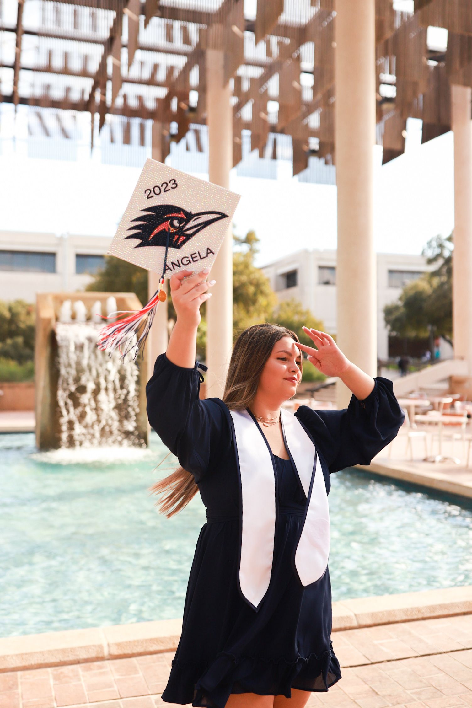 Graduation portrait with cap and gown