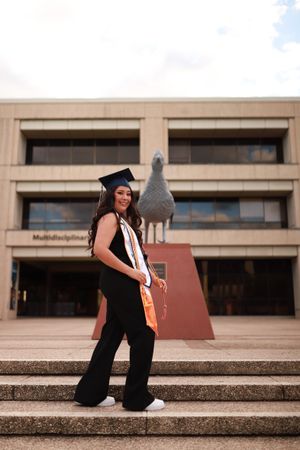 Graduation portrait with cap and gown