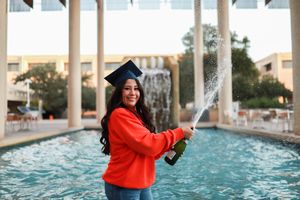 Graduation portrait with cap and gown