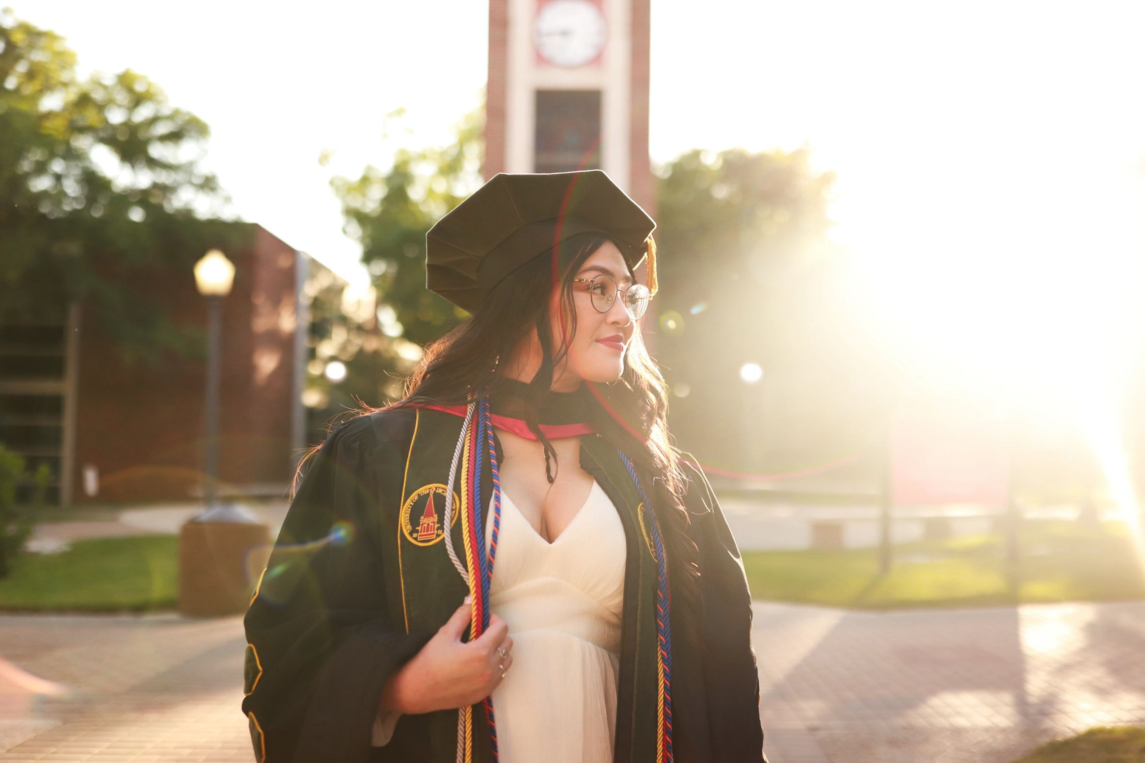Graduation portrait with cap and gown