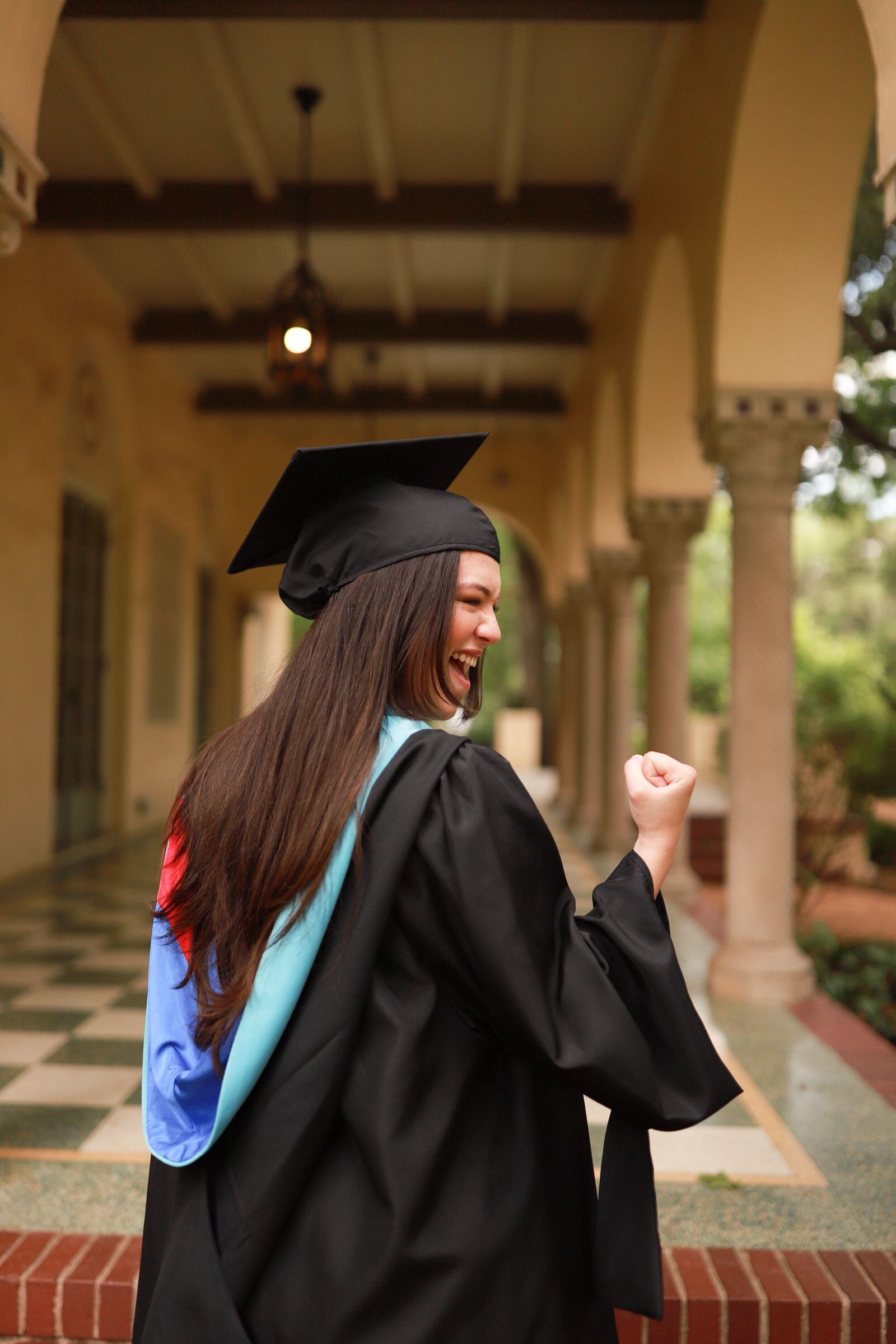 Graduation portrait with cap and gown