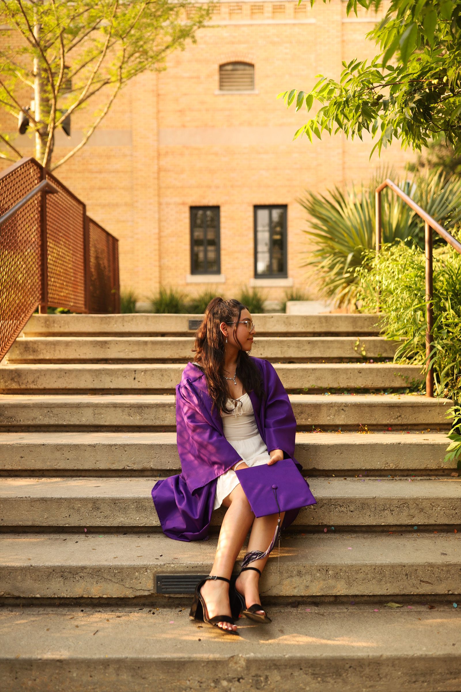 Graduation portrait with cap and gown