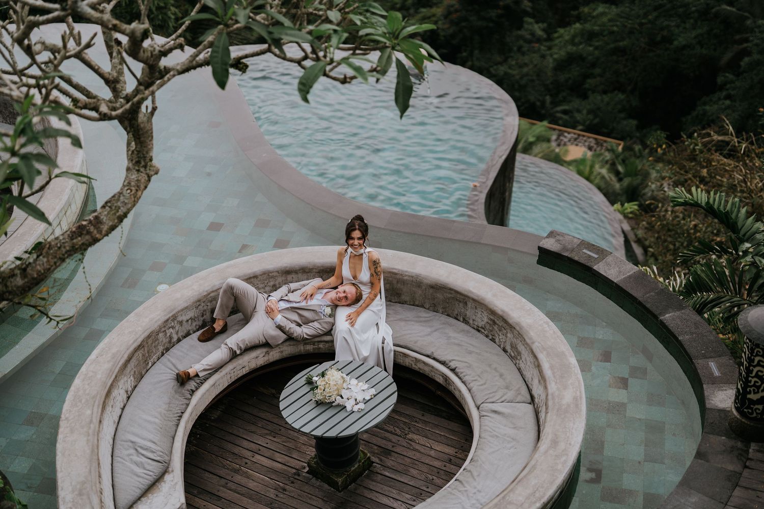 Romantic couple photography in Bali at a luxury resort Ubud