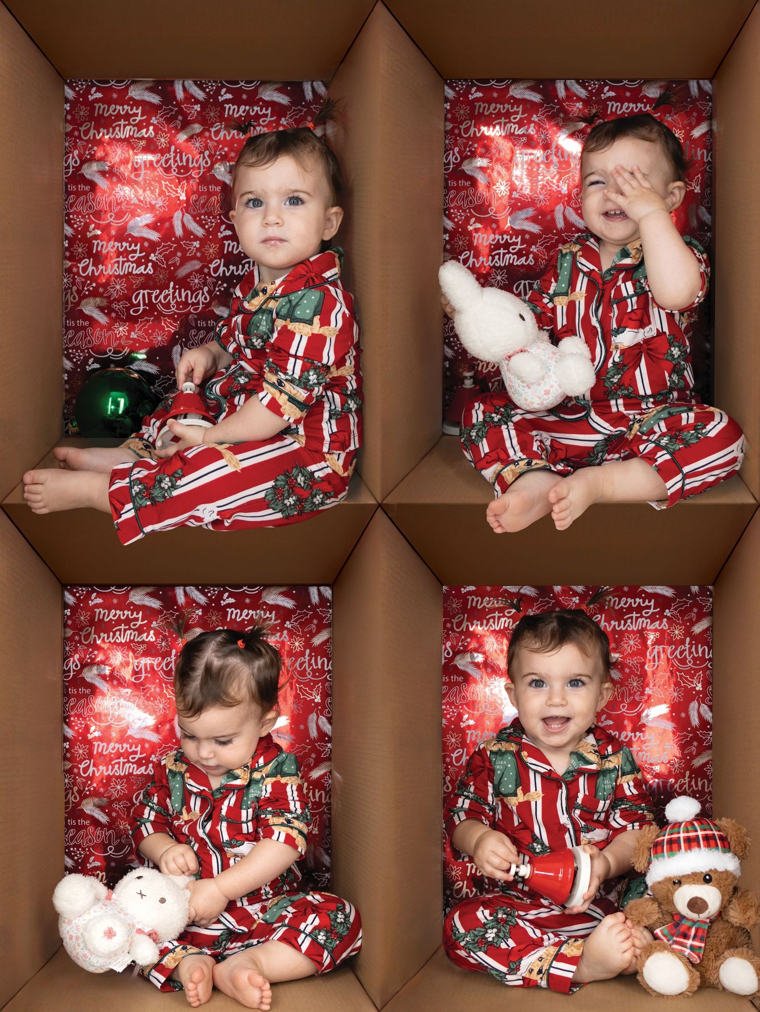 Christmas themed box photos for babies and toddlers! Unique Christmas Photoshoots in the heart of Hong Kong.