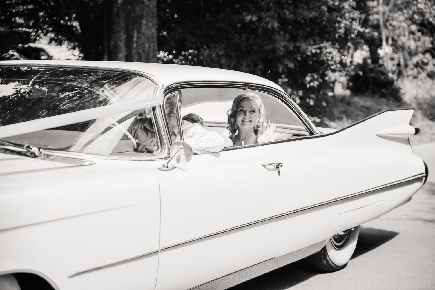 Abbotsbury Subtropical Garden wedding. Outdoor wedding venue Dorset. Classic wedding car Dorset. Cadillac Car Dorset. Bridport wedding venue