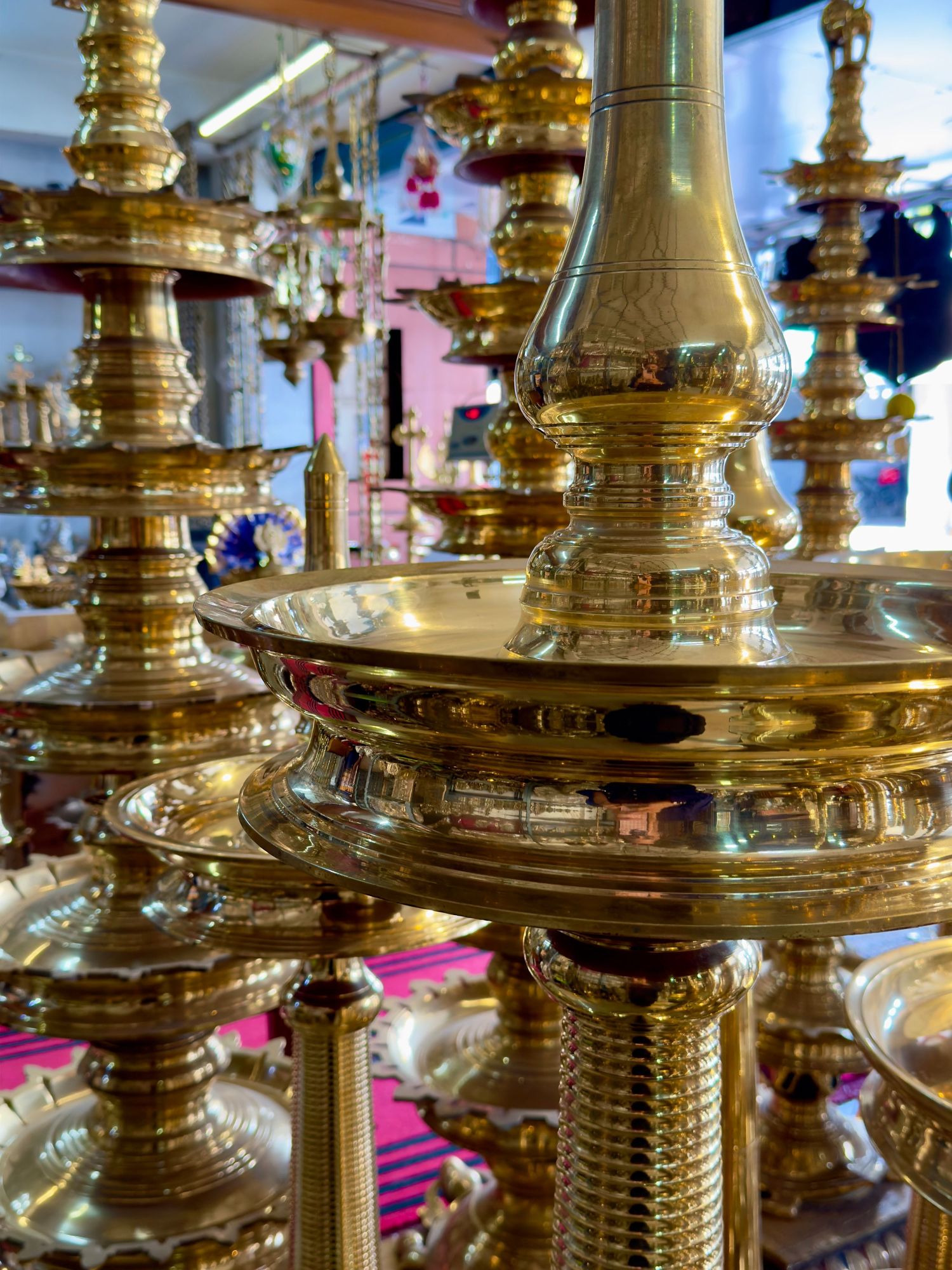 Golden Lamps in a lamp shop.