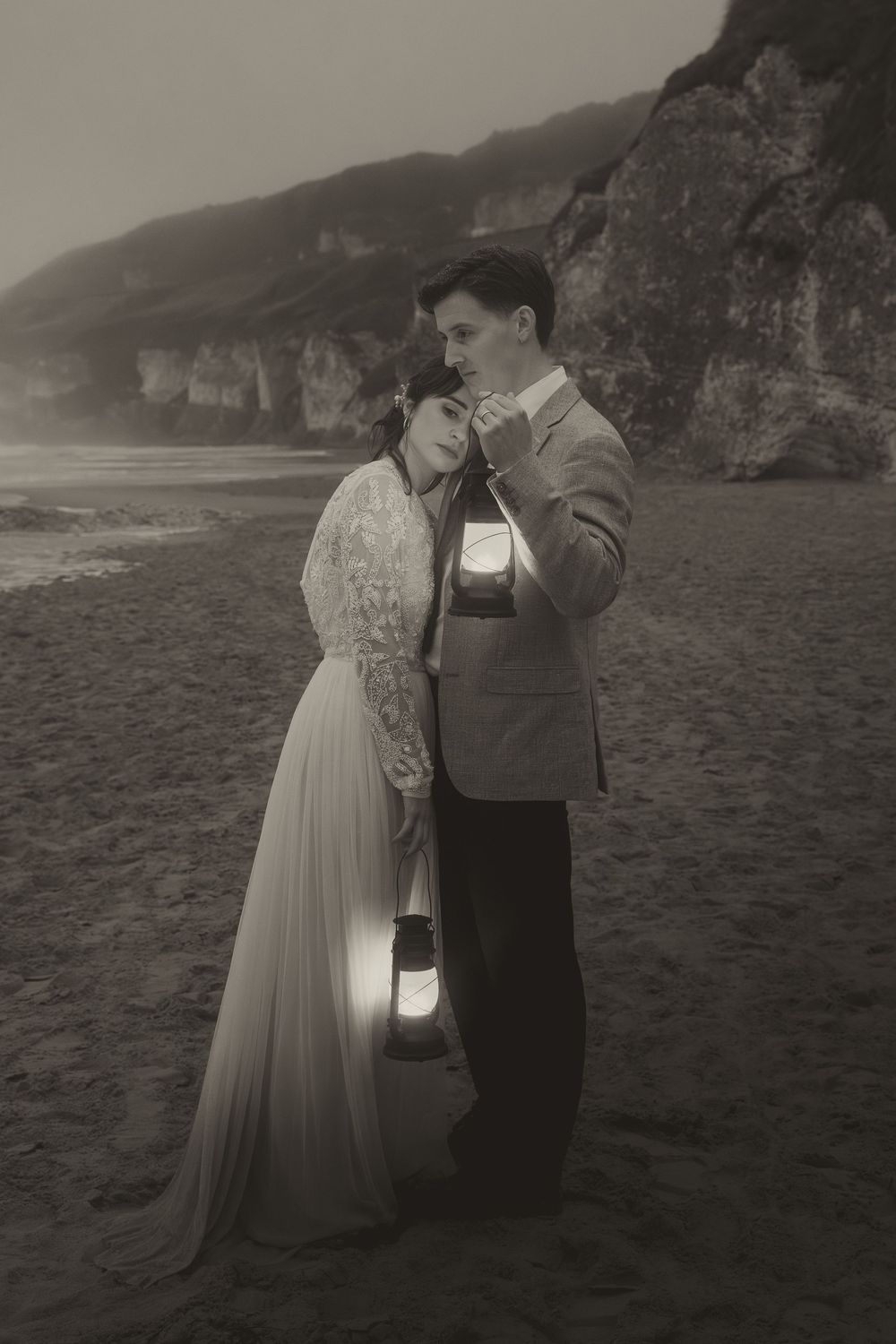 Intimate elopement ceremony in a remote landscape, captured naturally with a documentary approach