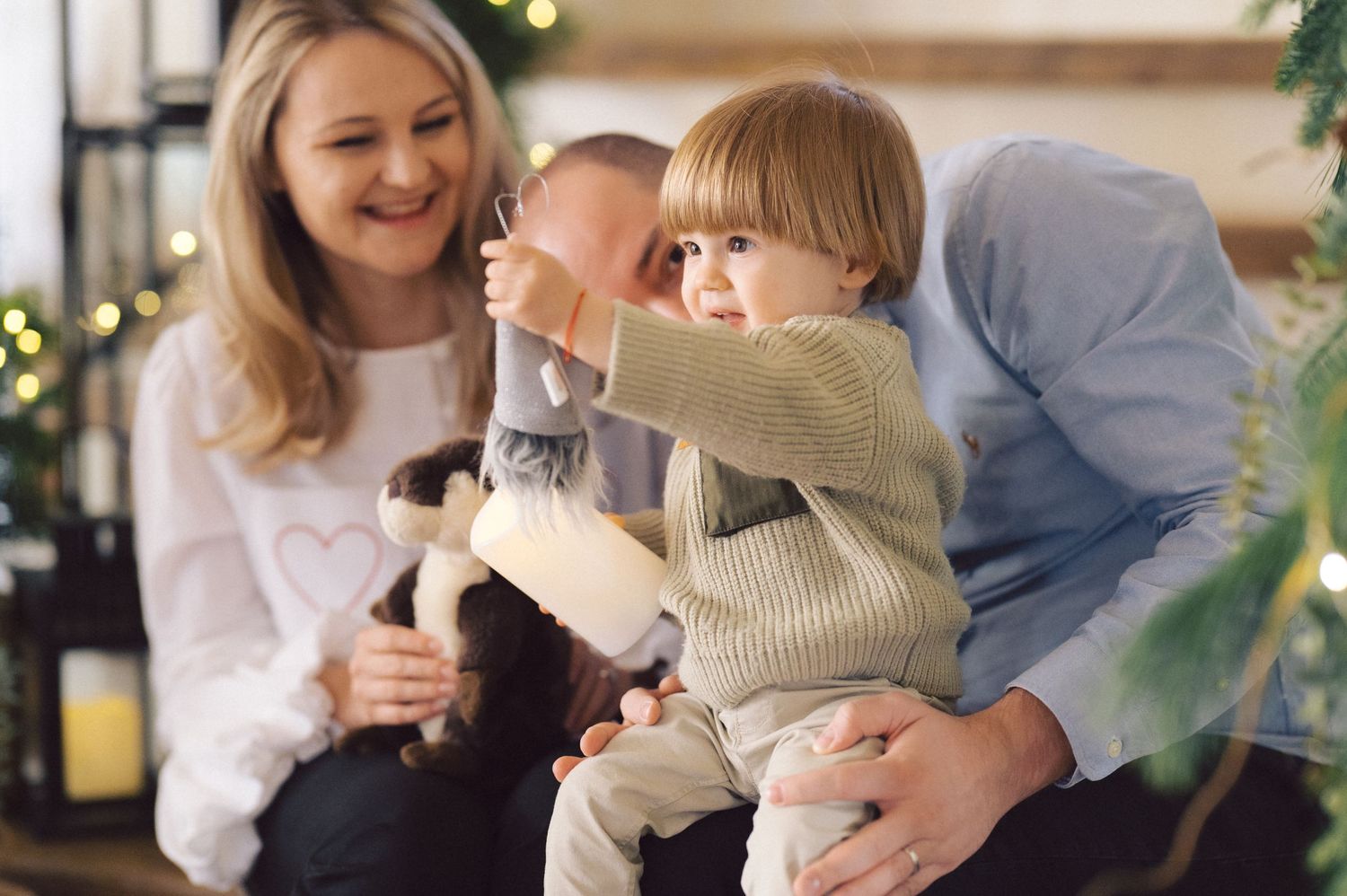 A collection of intimate moments displayed in a photo album featuring tender embraces and shared memories in soft lighting.