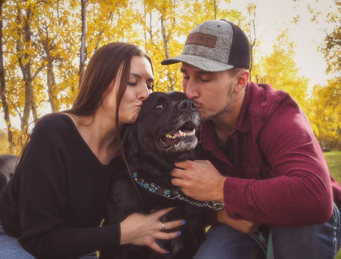 family with dog