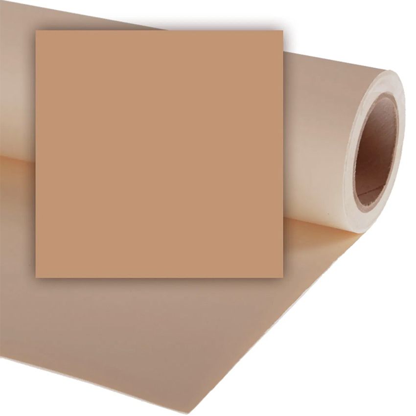A roll of brown kraft paper unrolling against a beige background showing its curved shape and texture.