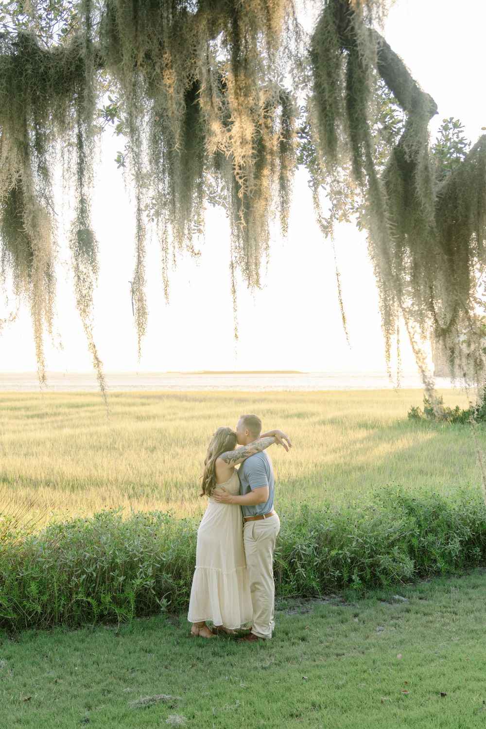 Perfect draping of oak trees with spanish moss, secret place to take engagement photos on Jekyll Island, historic district, sea island, SSI