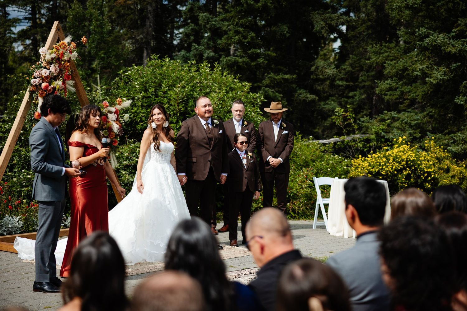 Traditional welcome song during outdoor wedding ceremony near Calgary