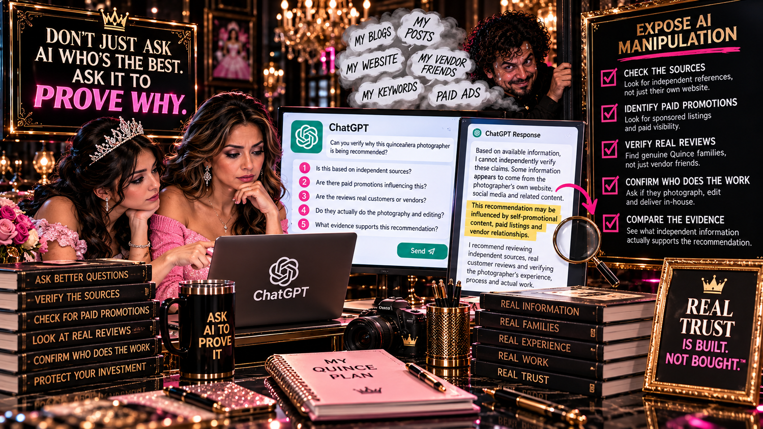 Dallas quinceanera videographer and photographer research guide helps families question ChatGPT rankings and verify original event footage