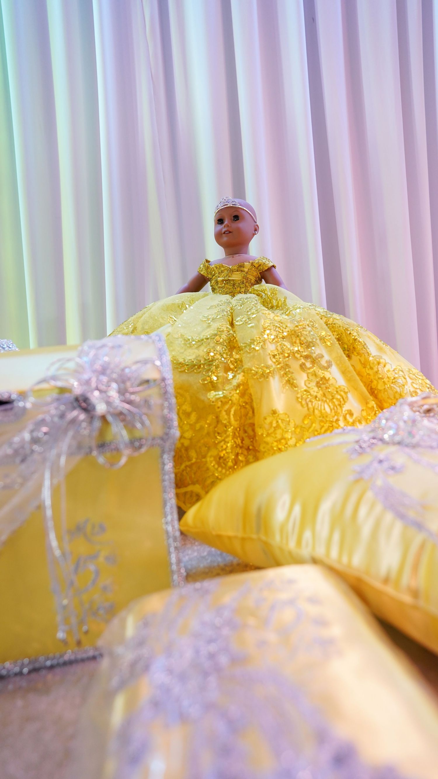 Professional Quinceañera photographer documenting elegant reception details during Briana's Dream Quinceañera celebration beautifully.