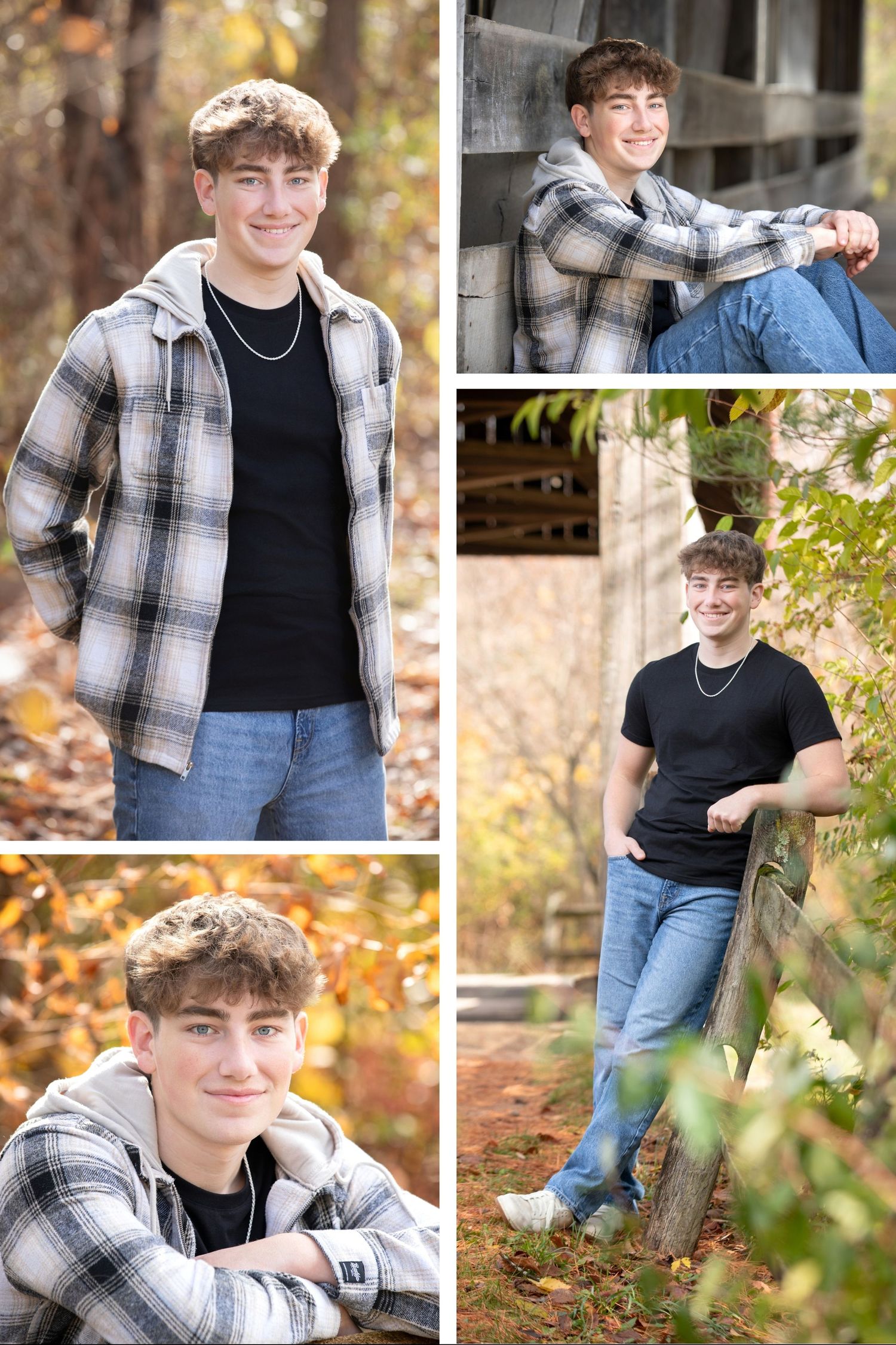 Olentangy Liberty senior guy portraits at Slate Run Metro Park with rustic bridge, fall colors, and relaxed outdoor senior photos.