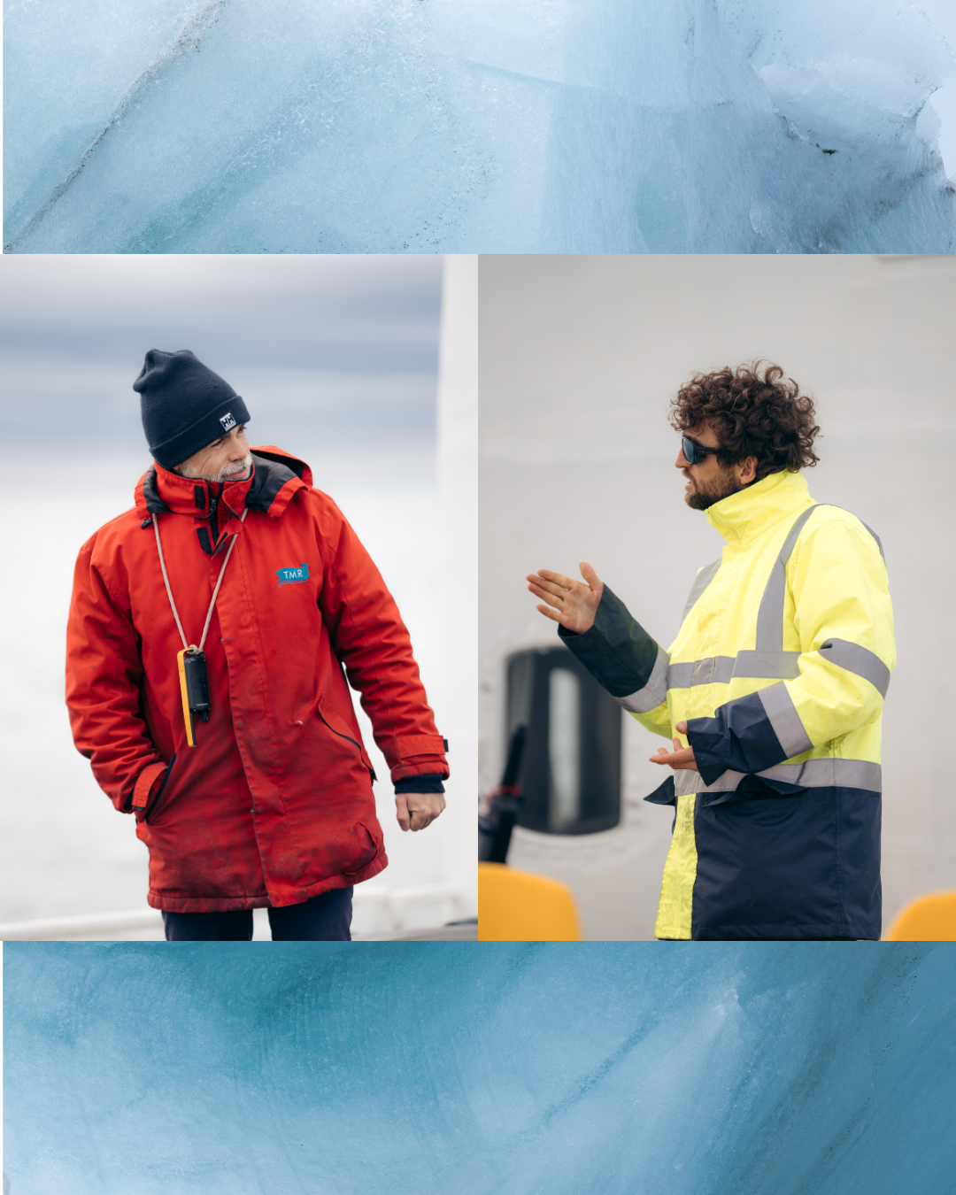 2 matelots en train de discuter sur le pont du polarfront au svalbard