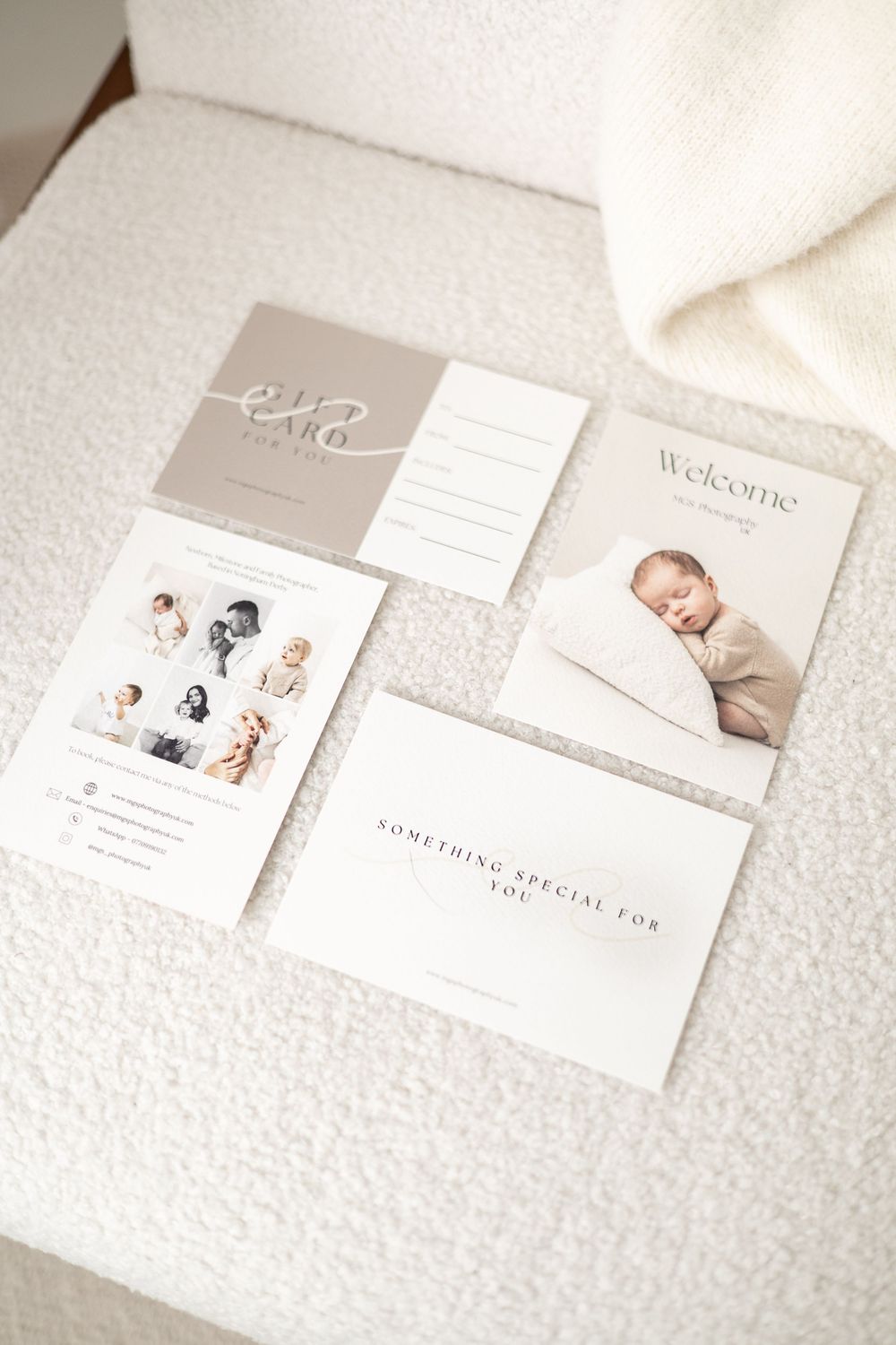 Gift card for a natural newborn or family photography session with MGS Photography