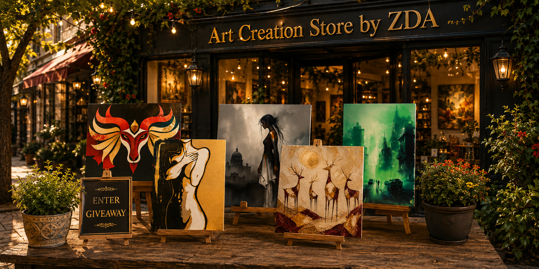 A display of products thats available at Art Creations Store by ZDA