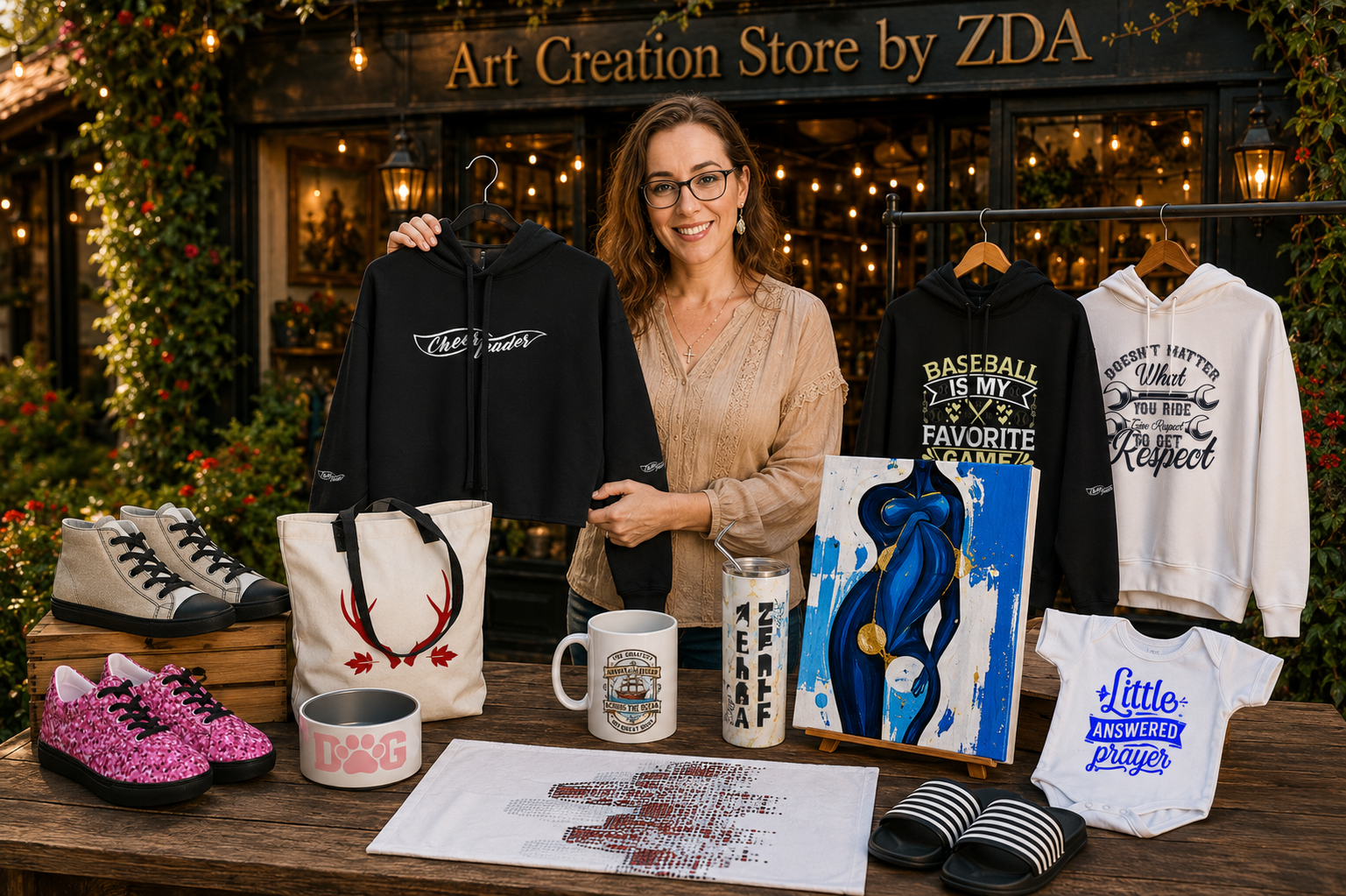 Zelia is displaying her product that's available at Art Creations Store by ZDA