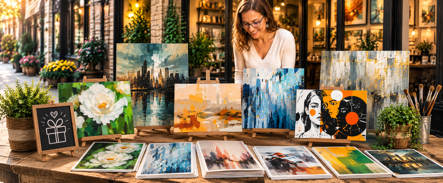 Zelia is displaying her product thats available at Art Creations Store by ZDA
