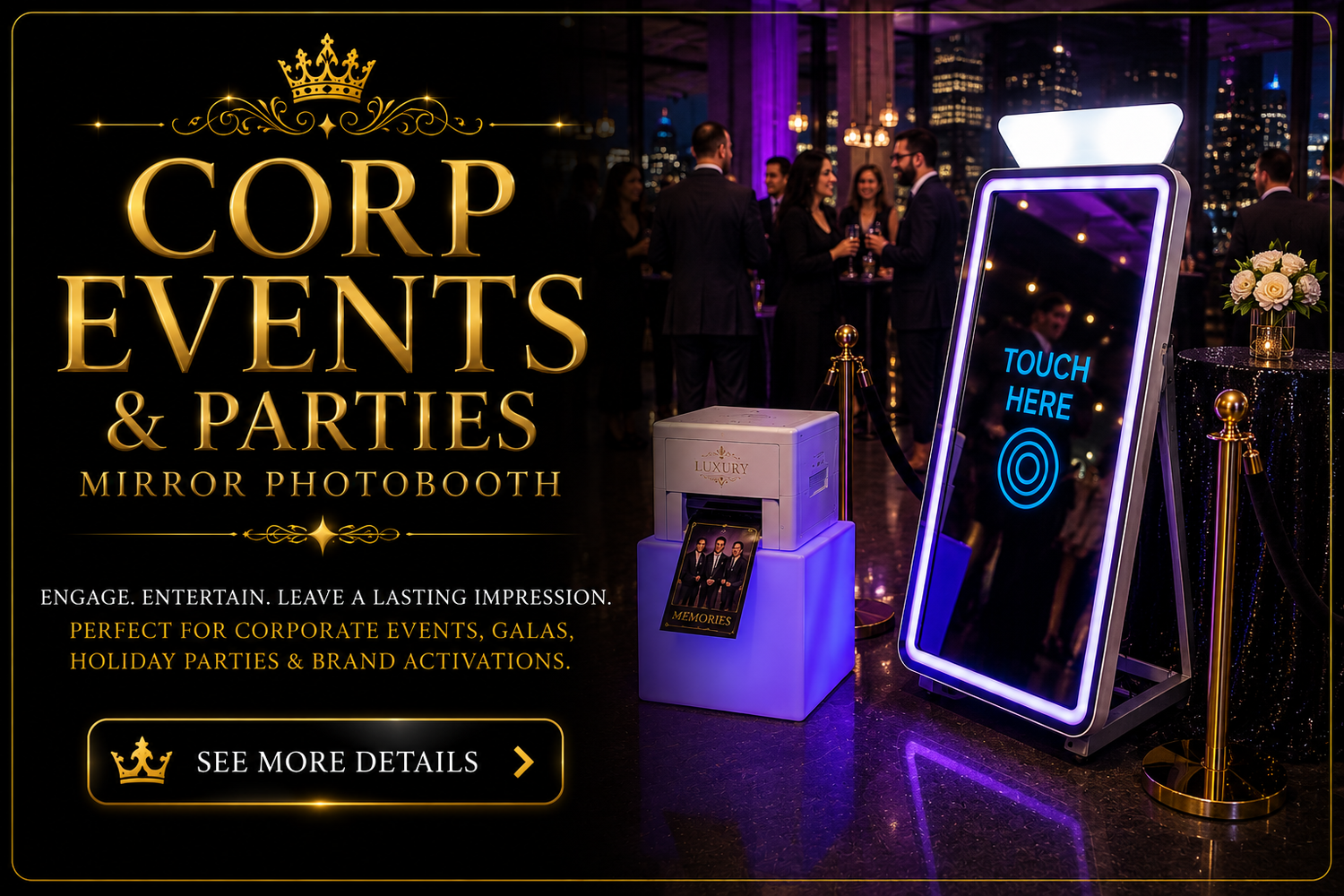 Interactive Mirror Booth rental for Dallas weddings with luxury instant prints personalized templates and unforgettable guest experiences to