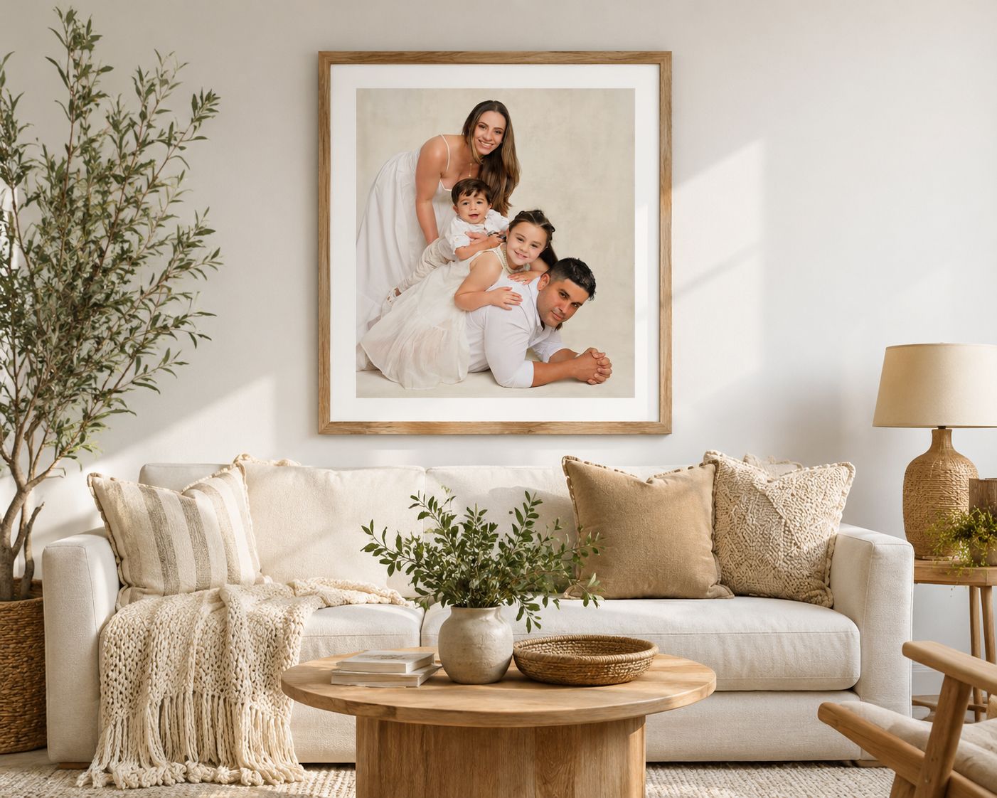 Beautiful family portrait displayed as custom-framed wall art. Family photography, serving Tampa, Zephyrhills, and Wesley Chapel, FL.